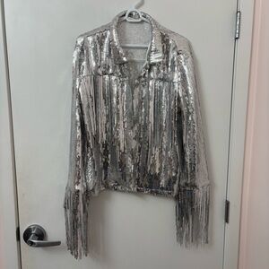 Silver Sequin Fringe Jacket